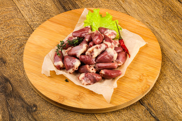 Raw chicken hearts