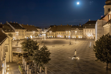 Sibiu in Romania by night