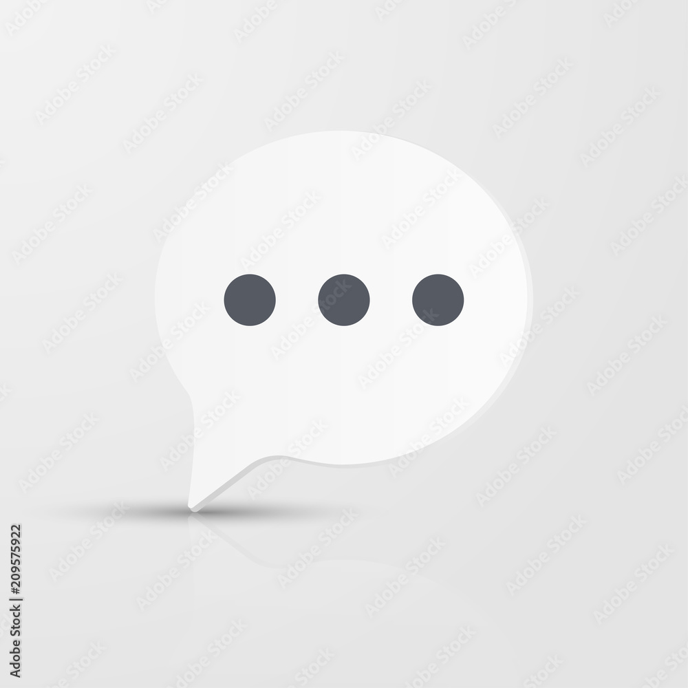 Poster paper art style. comment speech bubble icon on white background