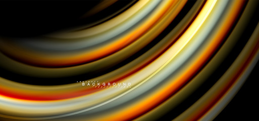 Multicolored wave lines on black background design