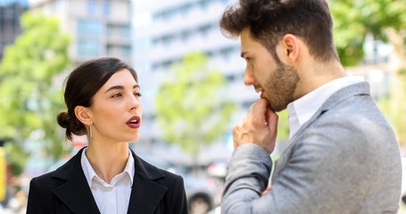 Business partners discussing together