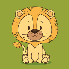 cute and little lion character vector illustration design