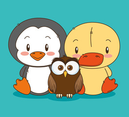 little and cute animals group vector illustration design