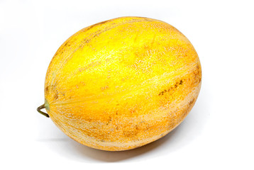 ripe yellow melon on white background