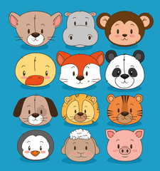 little and cute animals group vector illustration design