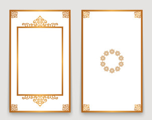 Vintage golden frames for book cover or invitation card design