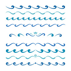 Set of wavy border ornaments and flourishes