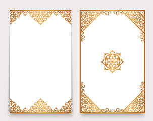Vintage cards with golden border and corner ornaments