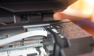 Selective focus on printer ink