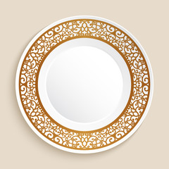 Empty plate with gold border