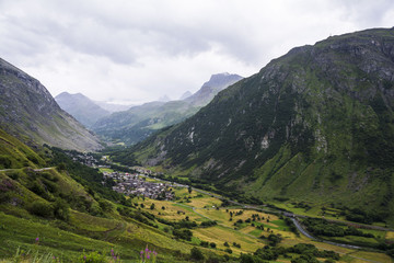 Fototapeta na wymiar General view of Bonneval-sur-Arc commune in the Savoie department , Auvergne-Rhône-Alpes region in south-eastern France.