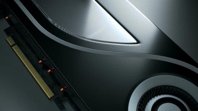 Presentation of new GPU. Isolated Graphics processor unit. New technology. 4k