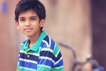     Portrait of Indian Boy Posing to Camera 