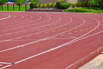 Red track at stadium
