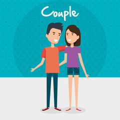 lovers couple avatars characters vector illustration design