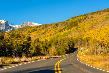 Fototapeta na wymiar Highway at autumn in Colorado, USA.