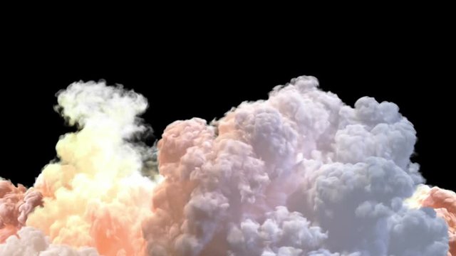 Big Smoke With Alpha Matte. Realistic 3D Animation.