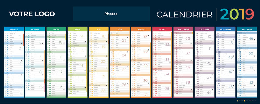 Modèle de calendrier 2024 pour agenda, planning, organiseur avec textes en  anglais - textes vectorisés et non vectorisés sur calques séparés Stock  Vector