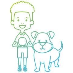 little boy with cute dog vector illustration design