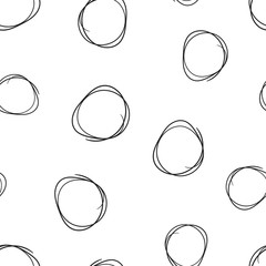 Hand drawn scribble circles line sketch icon seamless pattern background. Business concept vector illustration. Circular scribble doodle symbol pattern.