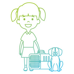 little girl with cute dog vector illustration design