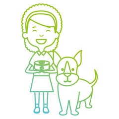 little girl with cute dog vector illustration design