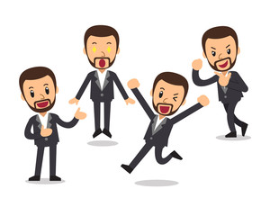 Obraz premium Vector cartoon businessman character poses set for design.