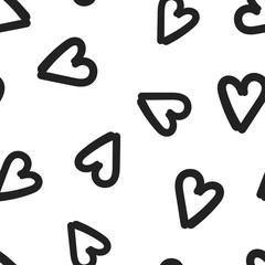 Hand drawn hearts icon seamless pattern background. Business concept vector illustration. Love sketch doodle heart symbol pattern.