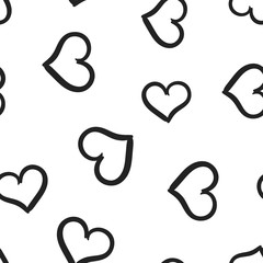 Hand drawn hearts icon seamless pattern background. Business concept vector illustration. Love sketch doodle heart symbol pattern.