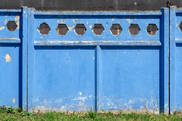 blue concrete fence background
