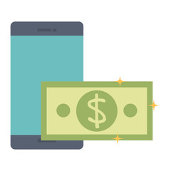 bills dollars with smartphone vector illustration design