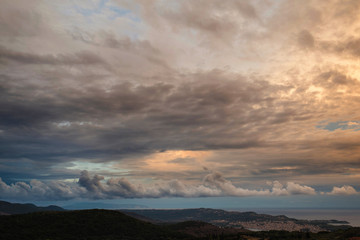Sunset view of greek city of Argostoli at Kefalonia island in Greece.