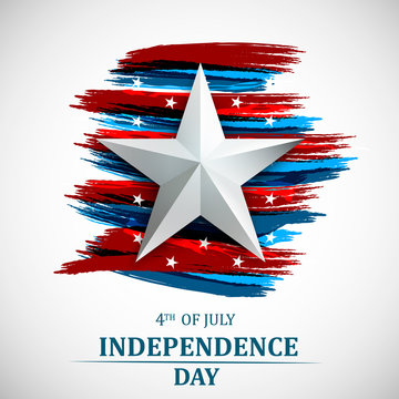 Happy 4th of July, USA Independence Day. Fourth of July greeting card template with american national flag. Vector illustration