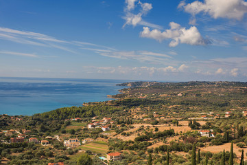 view of Kefalonia island with mountain and ionian sea. Greece.