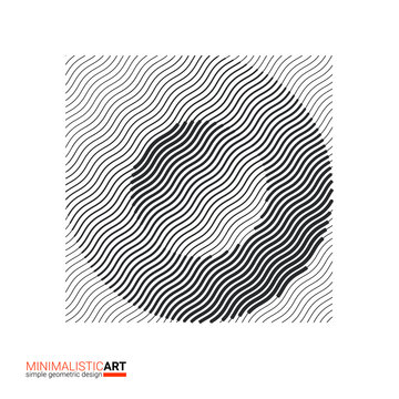 Modern minimalistic geometric design. Simple black and white shape in modernism, bauhaus style. Abstract halftone shape isolated on white background, vector illustration for cover, poster, invitation.