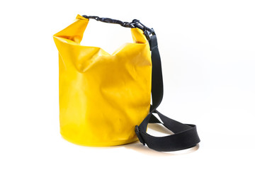 Waterproof yellow bag on White Background 