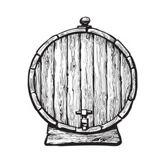 Old wooden barrel with tap