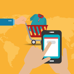 smartphone with electronic commerce icons vector illustration design