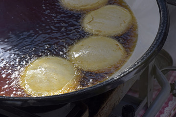 Brazilian street food: acaraje in the frying pan