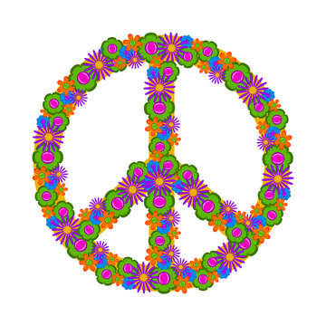 Isolated floral peace symbol
