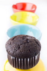 homemade cupcakes isolated on white background, close up