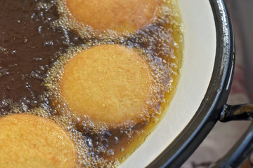 Brazilian street food: acaraje in the frying pan