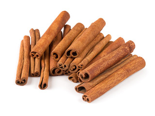 cinnamon sticks top view isolated on white background