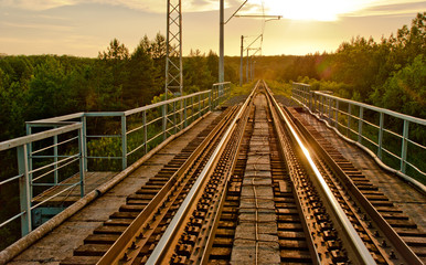 railway and sunset lights