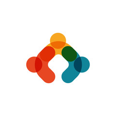 Human logo, mutual aid icon, people together abstract logotype. People support and hope symbol. Partnership vector design concept on white background.