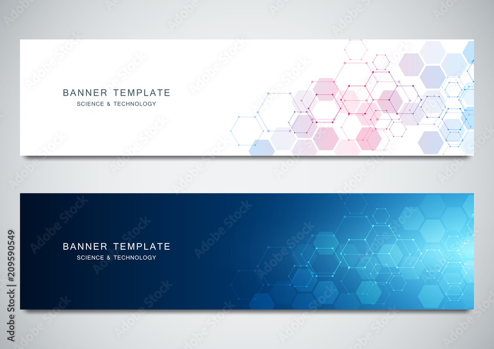 Aufkleber vector banners for medicine, science and digital technology. geometric abstract background with hexa
