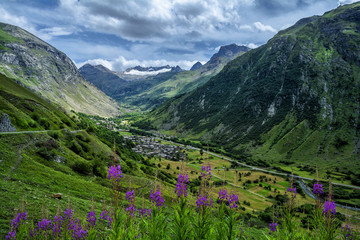 General view of Bonneval-sur-Arc commune in the Savoie department , Auvergne-Rhône-Alpes region in south-eastern France.