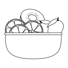 bowl with fresh fruits healthy food vector illustration design