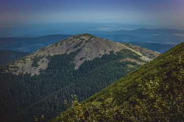 Beautiful mountains and blue sky in the Carpathians. Ukraine.