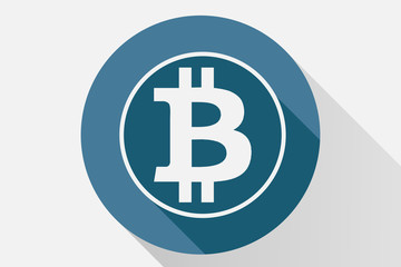 Icono azul de bitcoin.